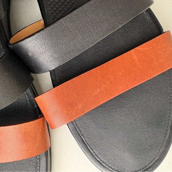 Fitflop Black Tan Leather Gladdie Slide Sandals 11 - Picture 5 of 7